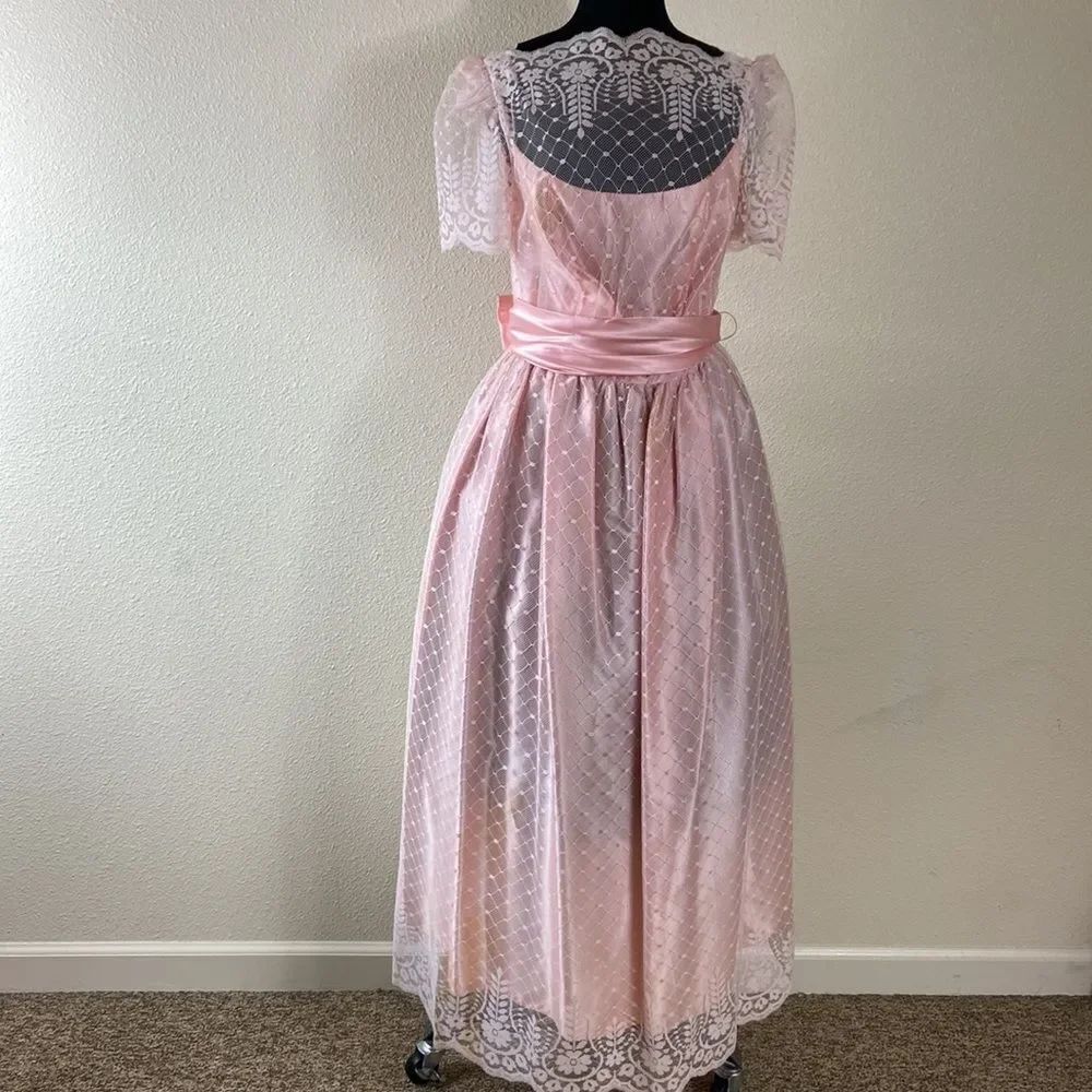 Vintage ILGWU JCPenney Made In USA Lace Formal Dress Size 11/12